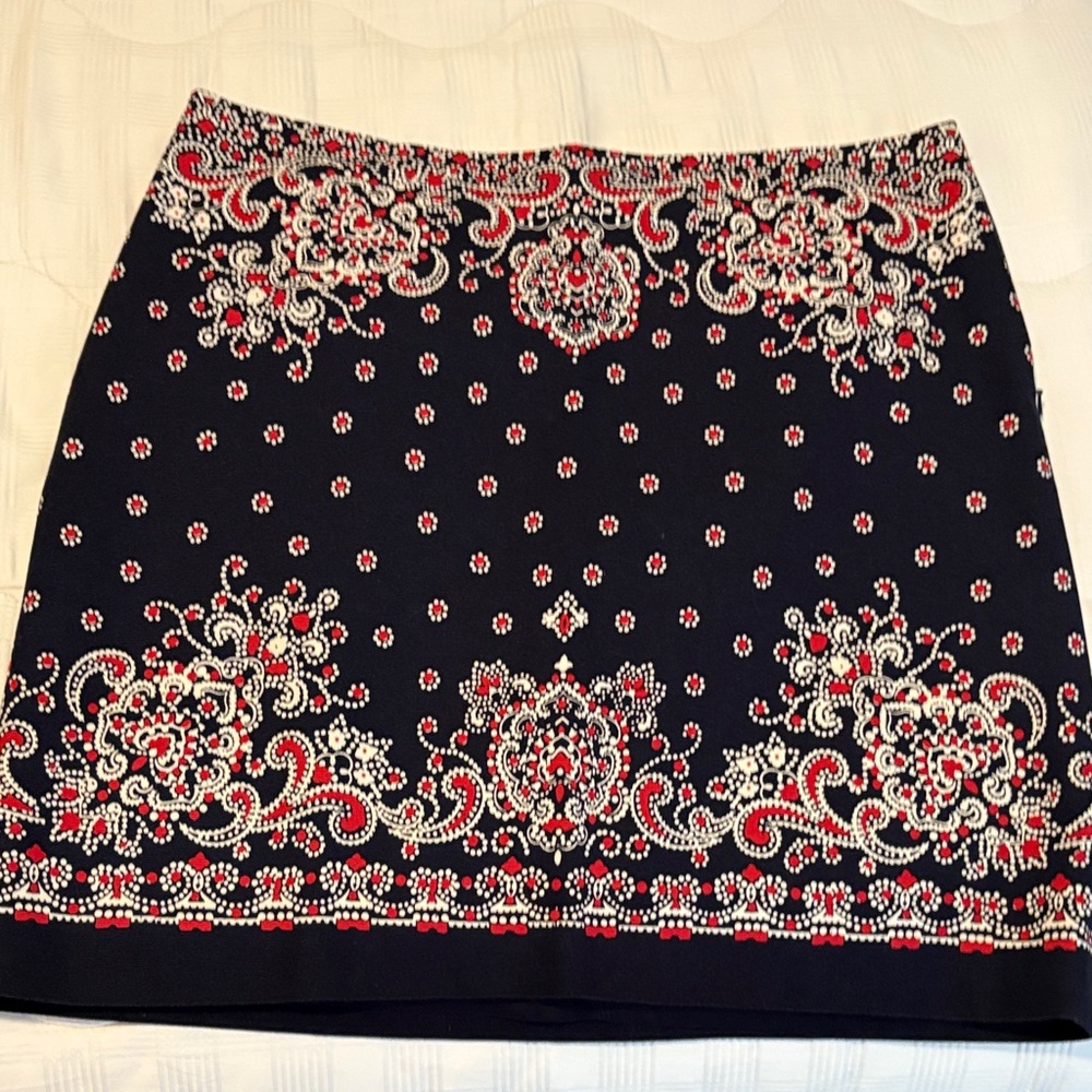 Talbots Navy and Red Patterned Skirt sizes 12 and 14 available